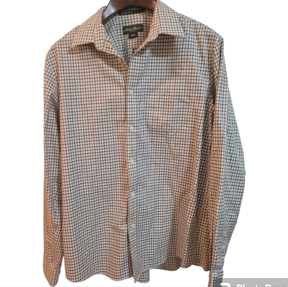 Eddie Bauer 100% Cotton Dress Shirt, Classic Fit, Wrinkle‎ Resistant, Size large